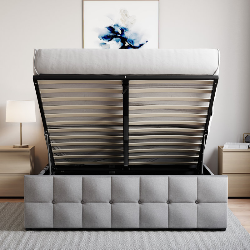 Connell Upholstered Ottoman Bed, UKFR Certified, Light Grey Linen, Kingsize (5')