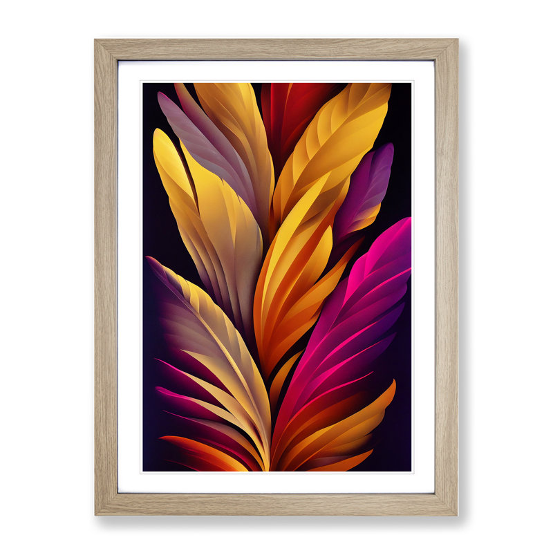 Resplendent Feather - Wall Art, 48cm H x 36cm W, Oak Framed, White
