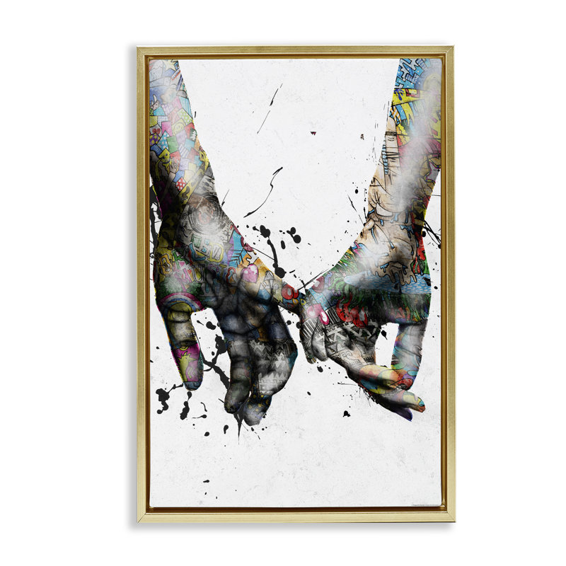 Toile flottante encadrée «Modern Splash» par Reinders, Cadre flottant métallique doré, H 25 po x l 17 po