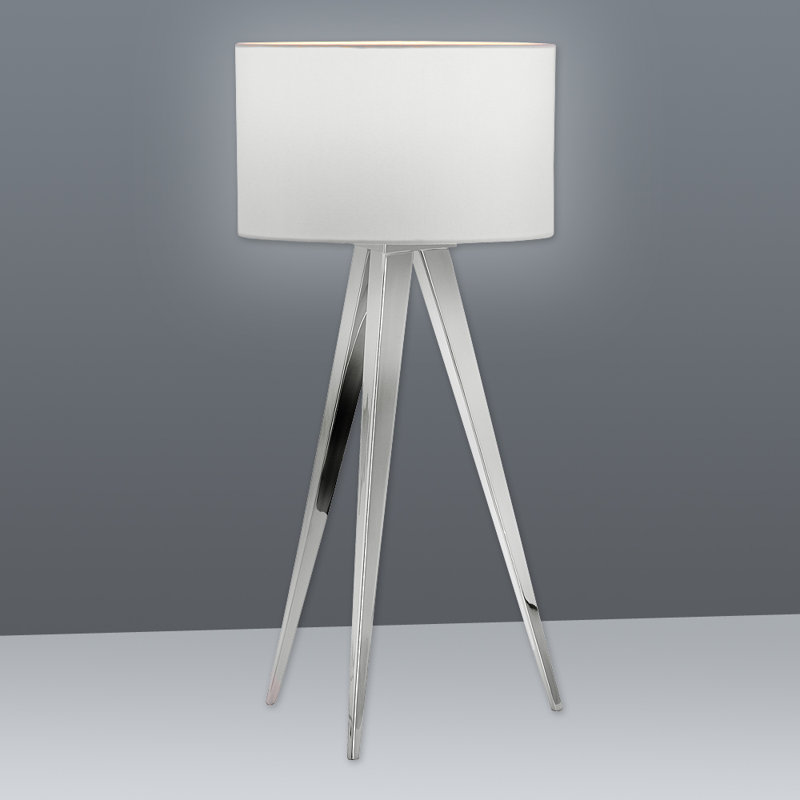 Abingdon Metal Tripod Lamp, White, Matt nickel