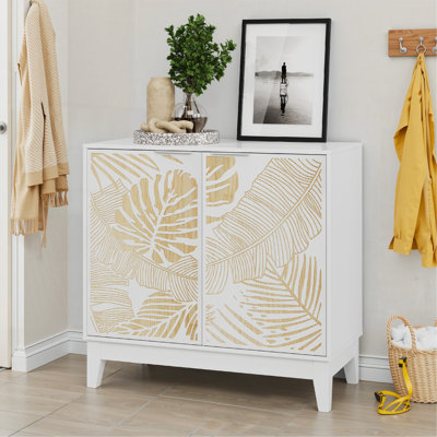 Armoire-buffet 31,5 pouces, armoire décorative avec 2 portes et tablettes réglables, armoire décorative en bois avec espace de rangement, convient au salon, à la cuisine et à la salle à manger