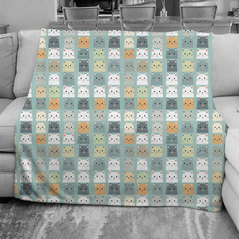  Cat Fleece Blanket, Twin