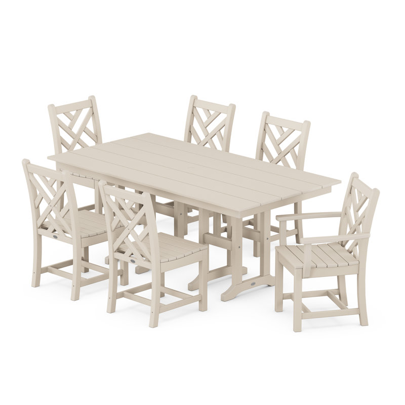 Chippendale 7-Piece Farmhouse Dining Set, Sand