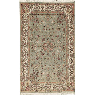 Oriental Hand-Knotted Blue/Ivory Area Rug