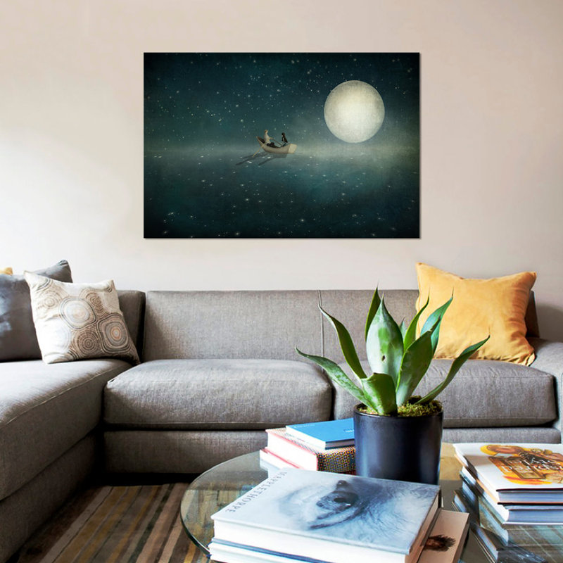 «Moonlight», reproduction d'impression sur toile, H 12 po x l 18 po x P 1,5 po, Pas de tapis, Toile tendue