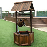 Loon Peak Garden Rustic Wishing Well Water Fountain Wooden Outdoor Electric Backyard Pump