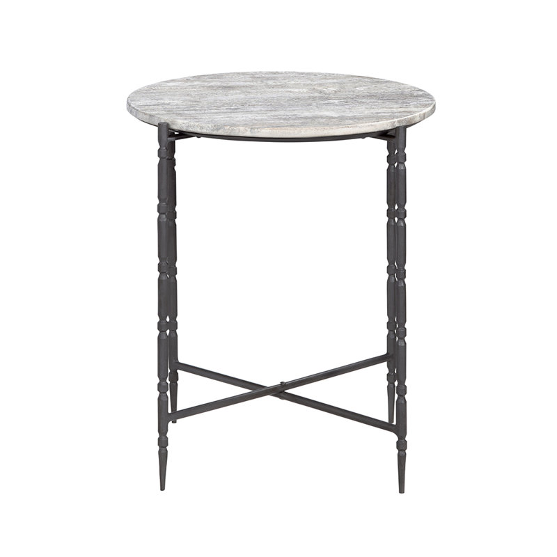 Round Gray Marble Accent_End Table