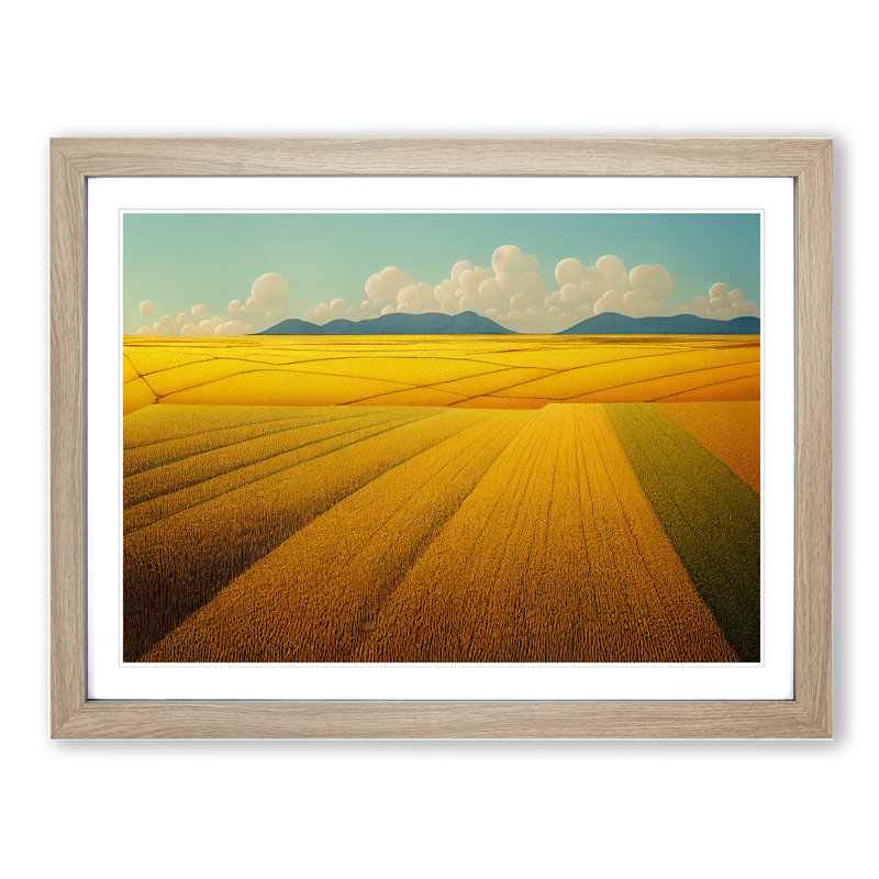 Dreamlike Wheat Field 1 Piece Single Picture Frame Wall Art, 34cm H x 46cm W, Oak