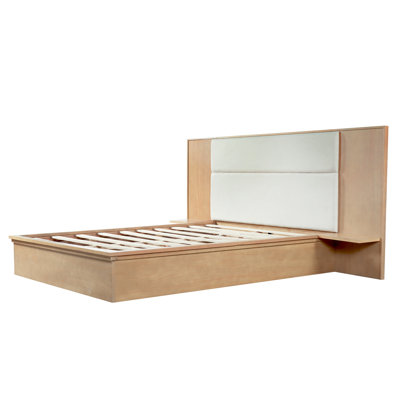 Structure de lit moderne Calix avec tête de lit tapissier et tablettes latérales intégrées