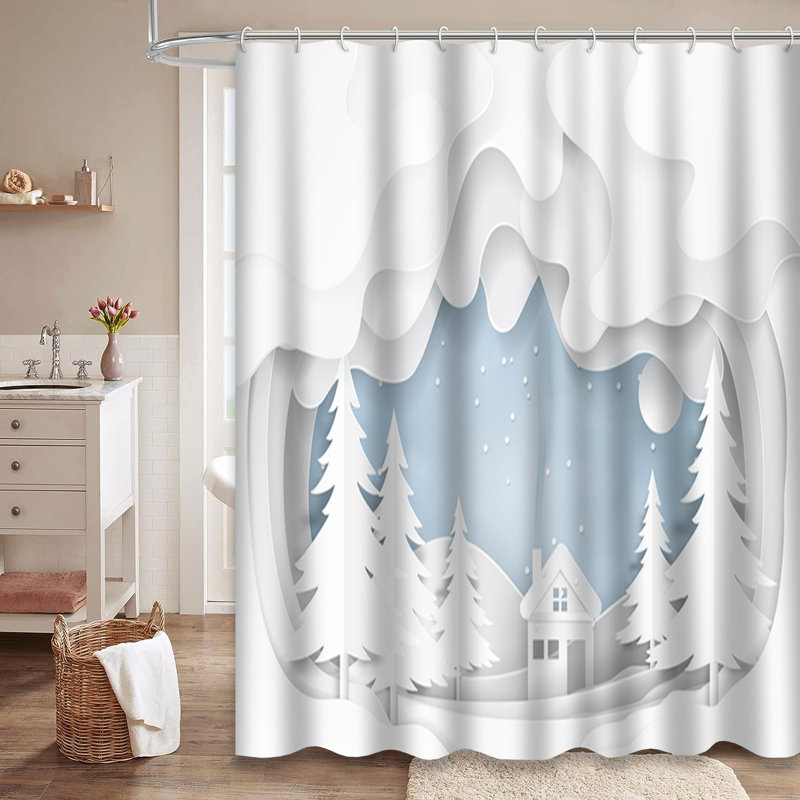 Rideau de douche avec 12 crochets White House Snow Winter Merry Christmas, L 72 po x l 72 po