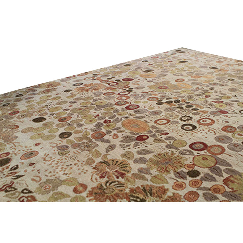 Hand-Knotted High-Quality Ivory Area Rug