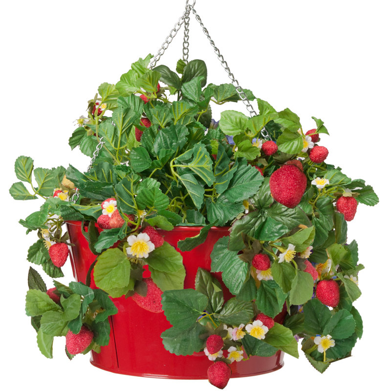 Pot à fleurs suspendu en métal Christiann, Rouge, 1