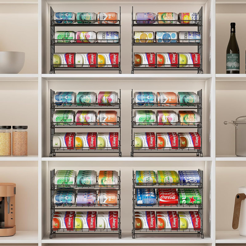 2 Pack Adjustable Can Rack Organizer, Stackable Can Storage for Kitchen Pantry Cabinet, 3-Tier Can Holders for Food, Multifunctional Can Dispenser for Snacks Soda