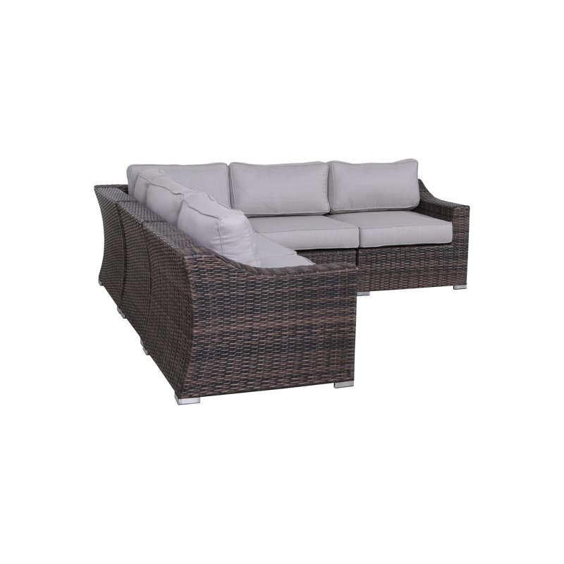 Ensemble de conversation modulaire en rotin 5 pièces avec coussins Biles