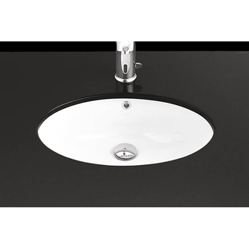Lavabo de salle de bain encastrable ovale en céramique Blanc éclatant avec trop-plein
