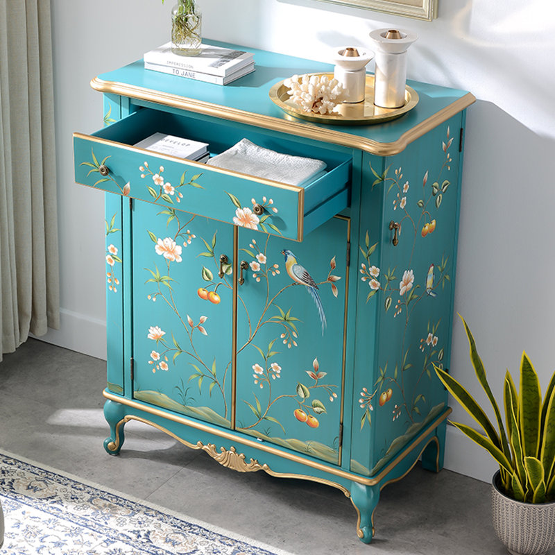 Armoire décorative peinte à la main avec rangement pour chaussures