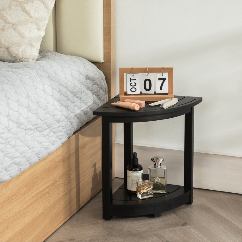 Alandis 17.9'' W Solid Wood Corner Shower Bench, Black