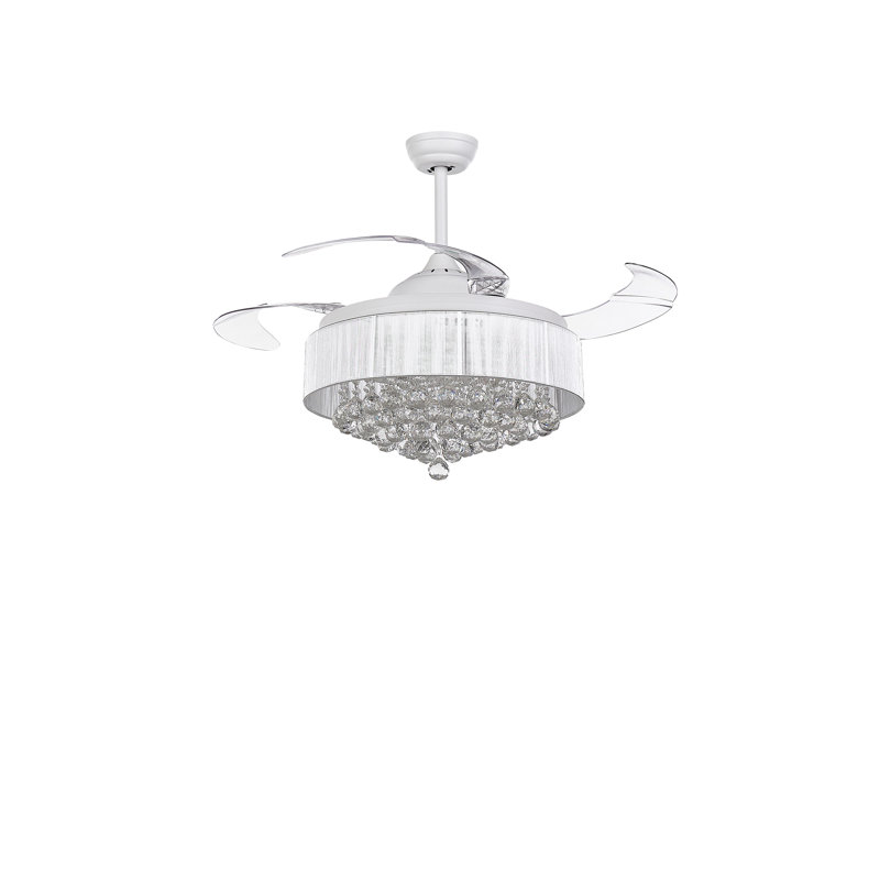 Jemma 100cm Ceiling Fan with Light Kit, White/Clear Blades