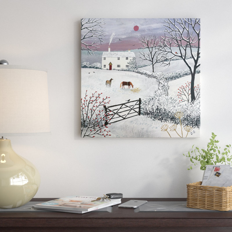 «Winter Grazing», reproduction sur toile, H 12 po x l 12 po x P 0,75 po, Toile tendue, Pas de tapis