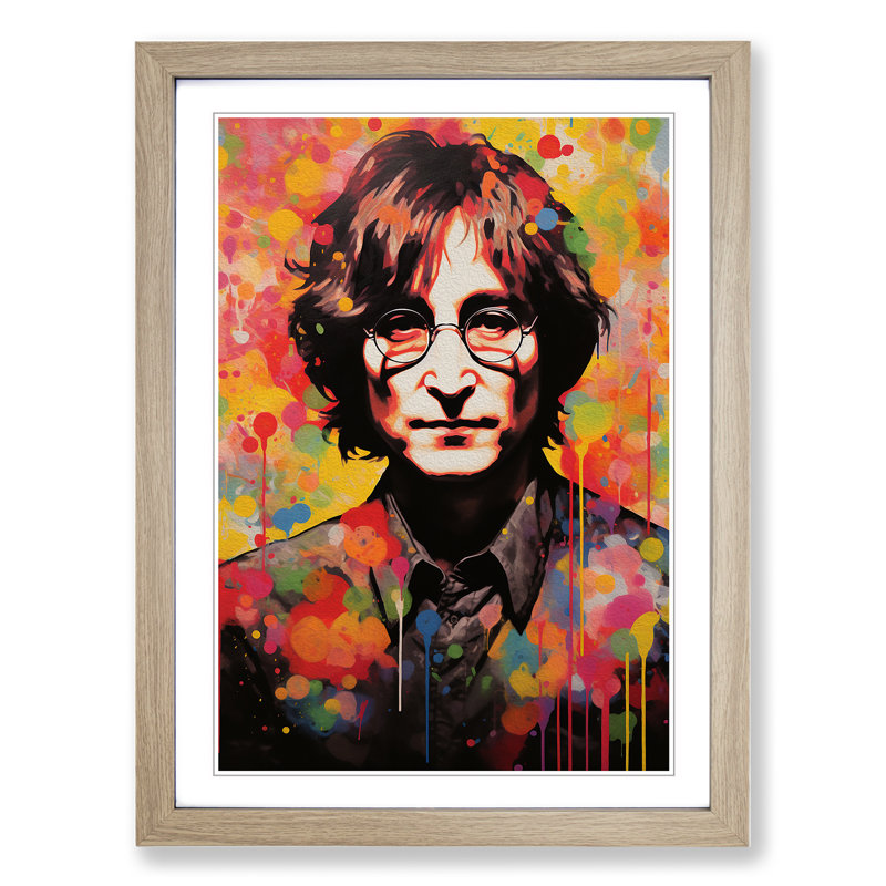 John Lennon Modern - Framed Print, Oak Framed, 34cm H x 25cm W x 2cm D