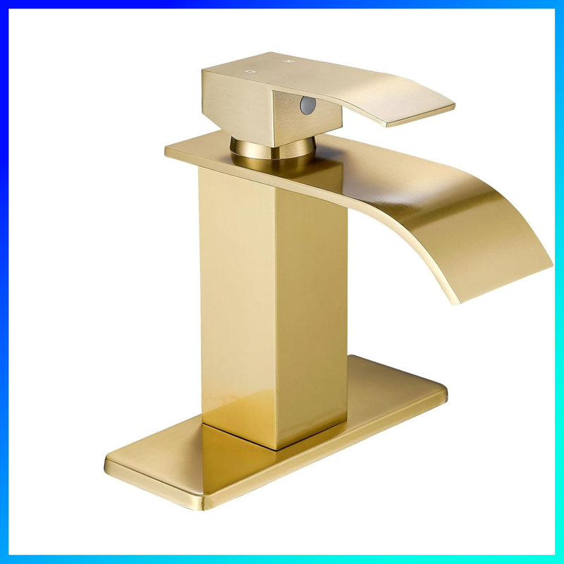 2Pack Single-Handle Waterfall Bathroom Faucet – Lavatory Sink Faucet With Deck Plate & Pop-Up Drain (1 Or 3 Hole Installation, Short Spout Design)