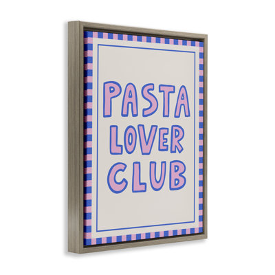 «Pasta Lover Club with Border», art mural encadré sur toile flottante, design par House of Lulu