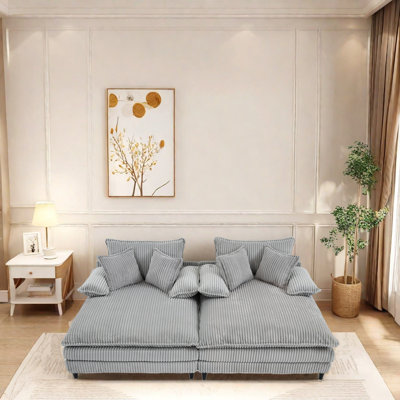 Canapé moderne pour 2 personnes en velours côtelé, dossier réglable avec 4 positions inclinables, coussins en mousse souple, structure en bois massif, canapé-lit double pour salon, chambre à coucher, appartement