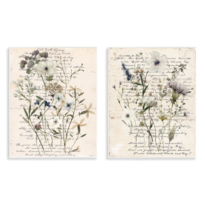  «Vintage Letters with Botanicals», ensemble d'art sur plaque murale par Carol Robinson