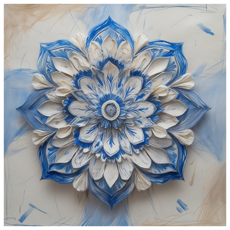 Intricate Blue White Mandala Comforter, Twin