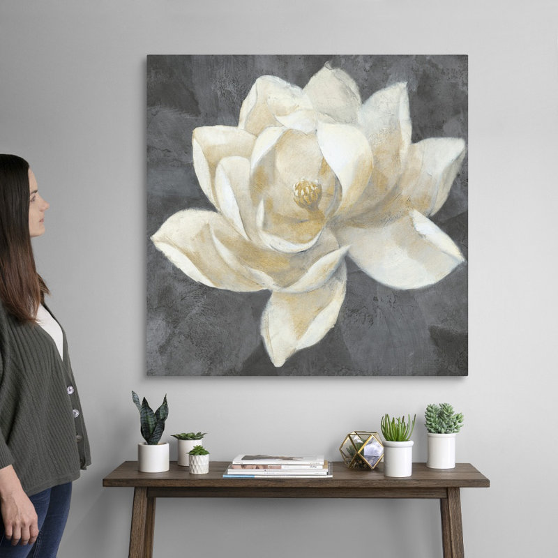 Impression sur toile majestueuse magnolia neutre, H 36 po x l 36 po x P 1,25 po, Toile tendue