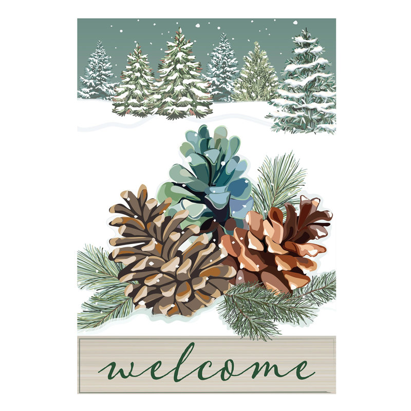 Drapeau de maison Winter Pinecones
