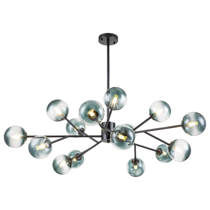 Ayaan 15 Light Sputnik Chandelier, Black