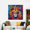 Art sur toile coloré de roi lion: décor abstrait imprimé animalier, 1P