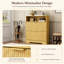 Armoire de rangement à chaussures Natural Cannelée avec tiroirs rabattables et tablette ouverte-194305193-194305198