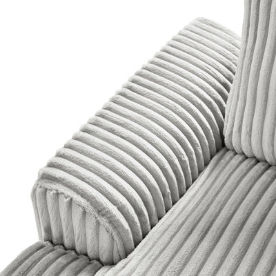 Canapé d'angle en velours côtelé gris en forme de U, 5 places, méridienne, forme incurvée et base pour salon. Canapé d'angle de 328 cm en velours côtelé, 5 places confortables, design élégant avec accoudoirs.