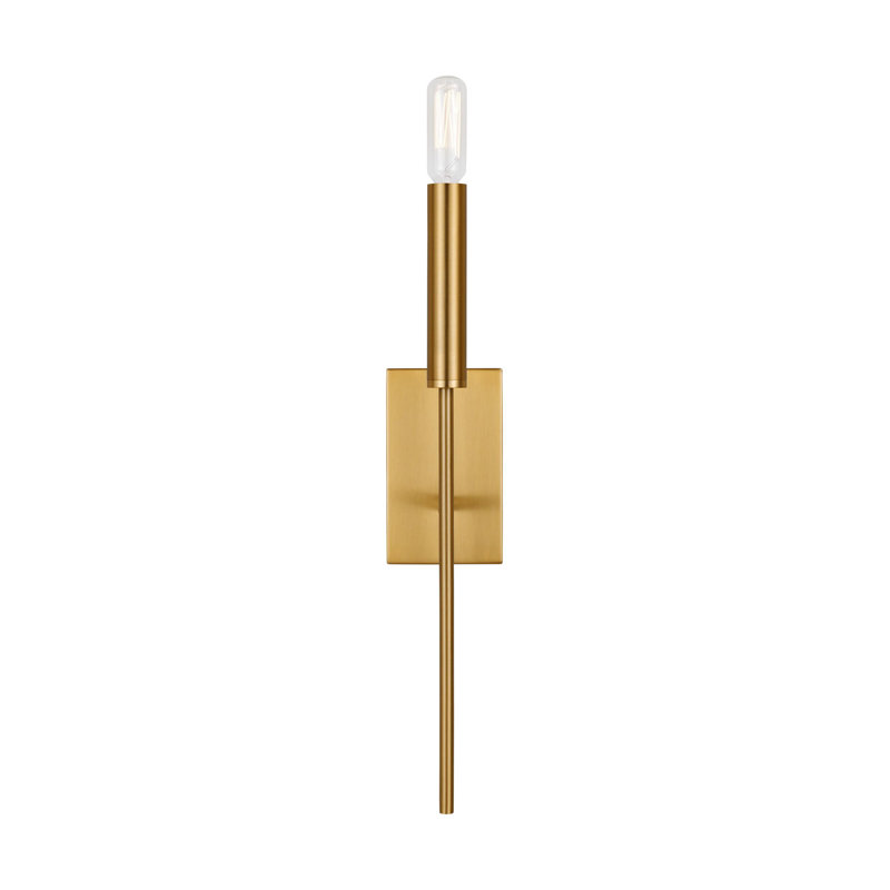 Burnished Brass Single Light Wall Sconce with White Drum Shade