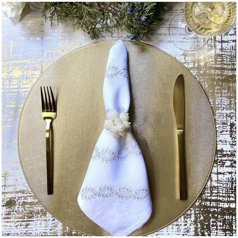 Textured Metallic Reversible Placemats, Silver/Gold