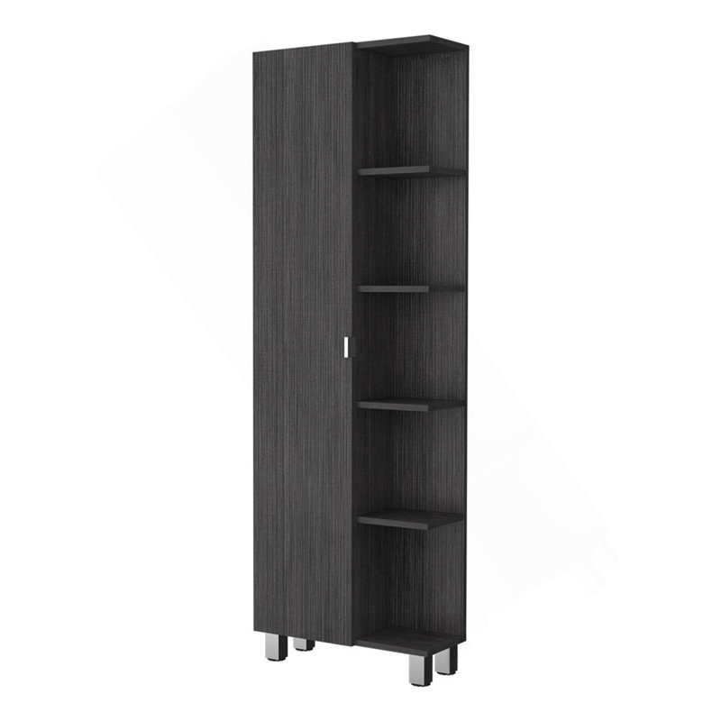 Los Angeles Linen  Cabinet, Five Shelves, One Cabinet, Divisions, Smoke