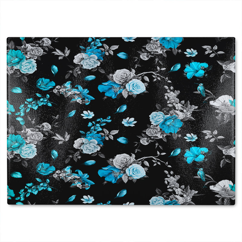 Roses Glass Chopping Board, 40cm L x 28cm W