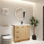 Meuble-lavabo sur pied 36 po, lavabo en résine, deux portes et trois tiroirs-129222456