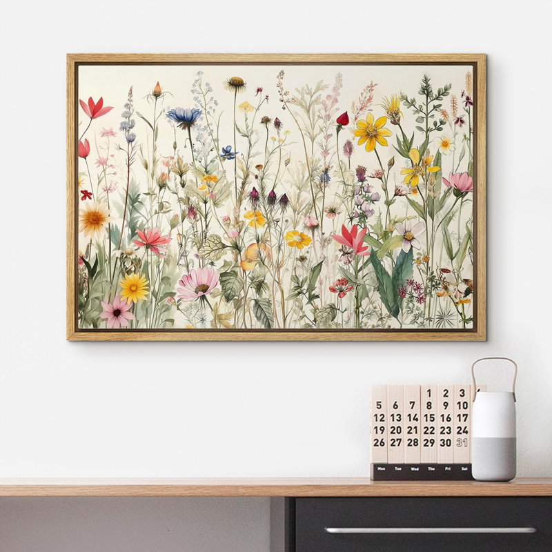 «Wildflowers Prints Minimalist» sur, Encadré naturel, H 16 po x l 24 po