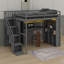 Structure de lit mezzanine avec bureau d'étude intégré et lumières DEL, lit mezzanine en bois avec garde-robe, tablettes de rangement-1730835606