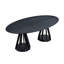 (1 table + 6 chaises) Ensemble de table de salle à manger moderne de 78,74 pouces de 7 pièces, table en bois et chaises de salon, grande table de cuisine ovale pour restaurant, noir