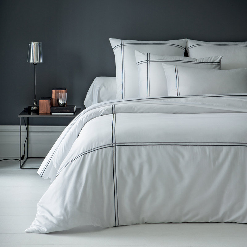 Batmanjali Cotton No Pattern Duvet Cover, Grey/White