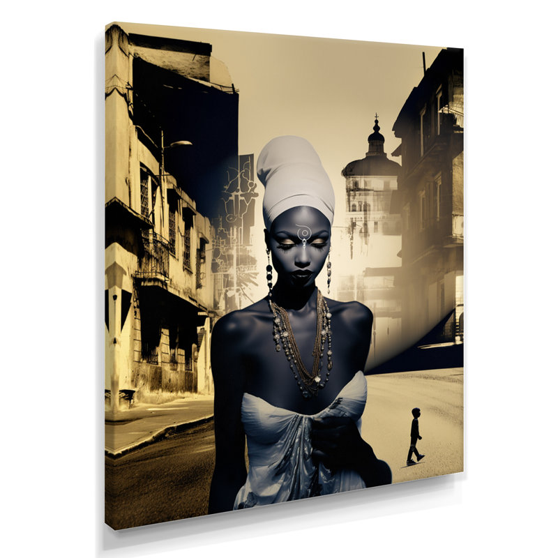 Portrait rétro africain, couleurs rétro délavées I - campagne, art mural, H 32 po x l 24 po, Toile tendue
