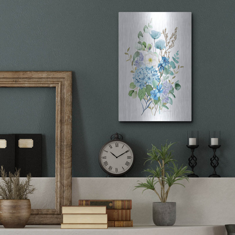 «Eucalyptus Blue C» par Jean Plout, art mural en métal, H 16 po x l 12 po