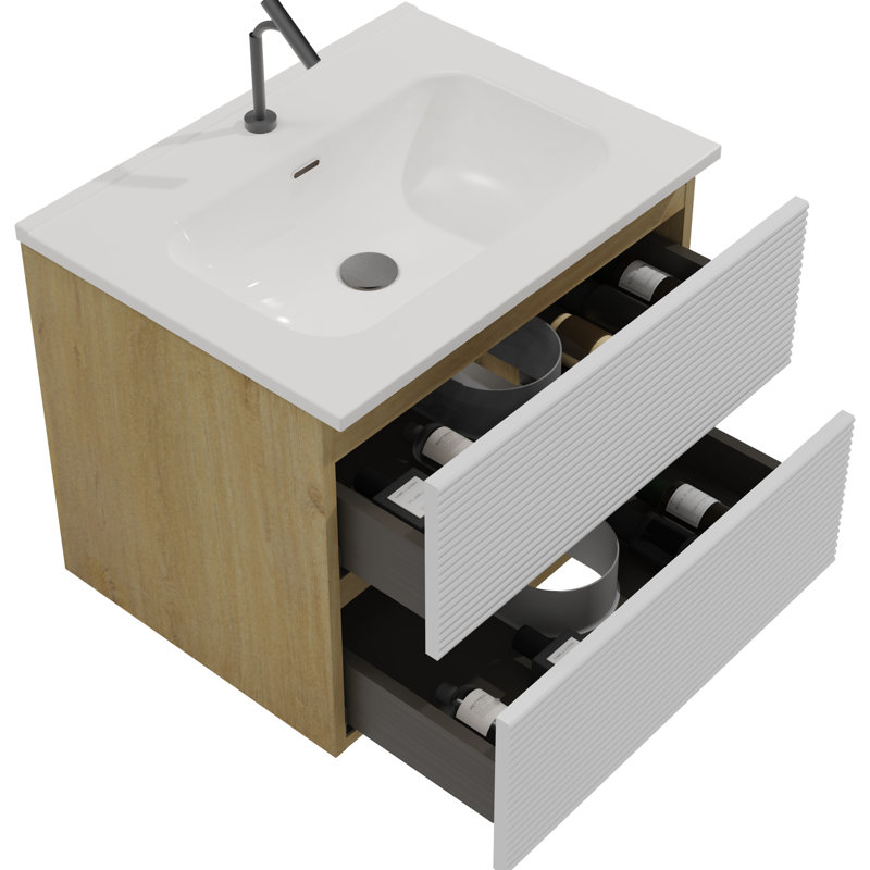 Meuble de salle de bain Snow White Matt + Oak, 24"
