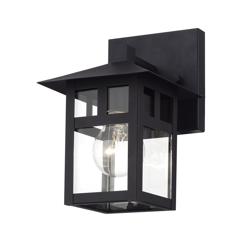 Petite lanterne murale d'extérieur 1 lumière avec verre transparent, Noir texturé