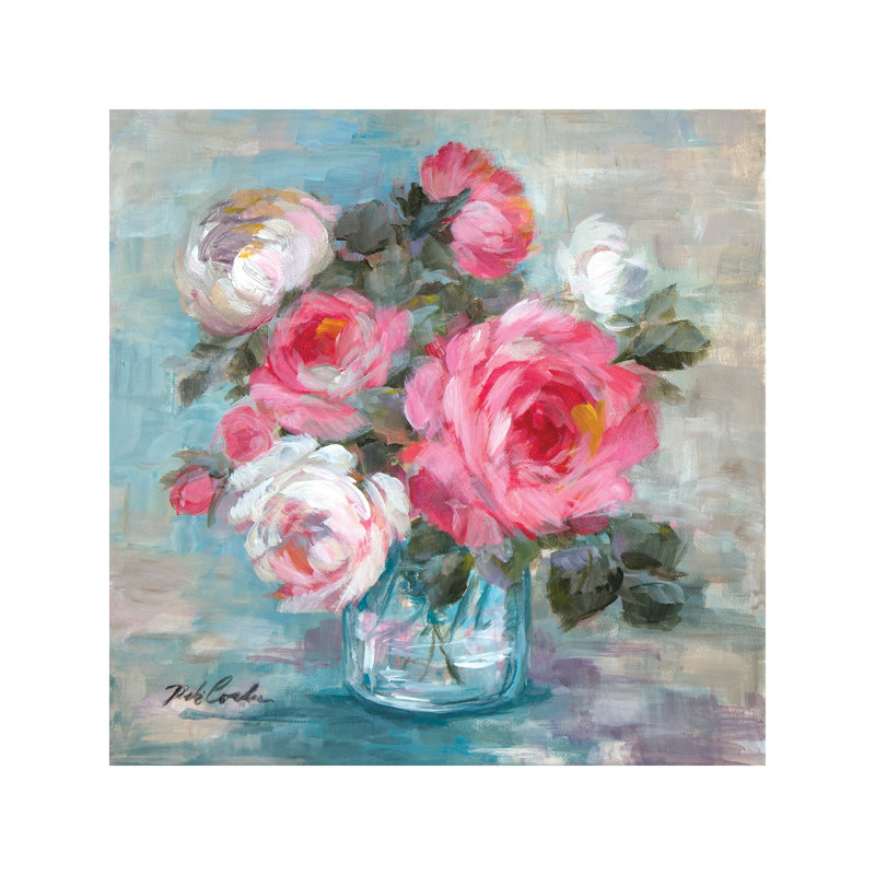 Summer Roses II by Debi Coules - Print on Canvas, 45.72 cm H x 45.72 cm W x 1.91 cm D, No Frame