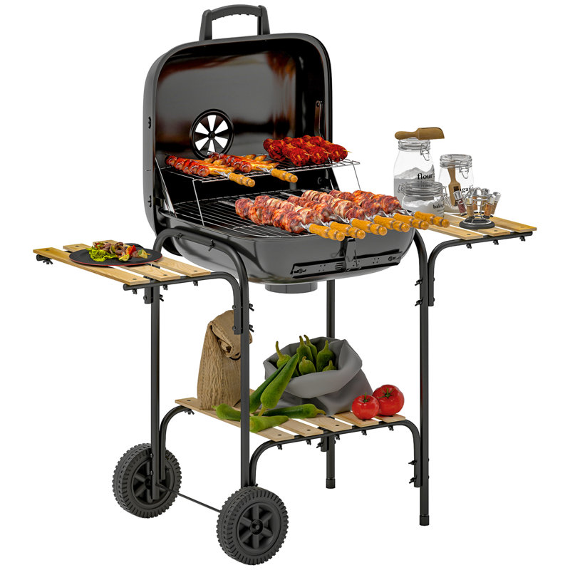 Dakota Fields 98cm W Charcoal Grill, Black